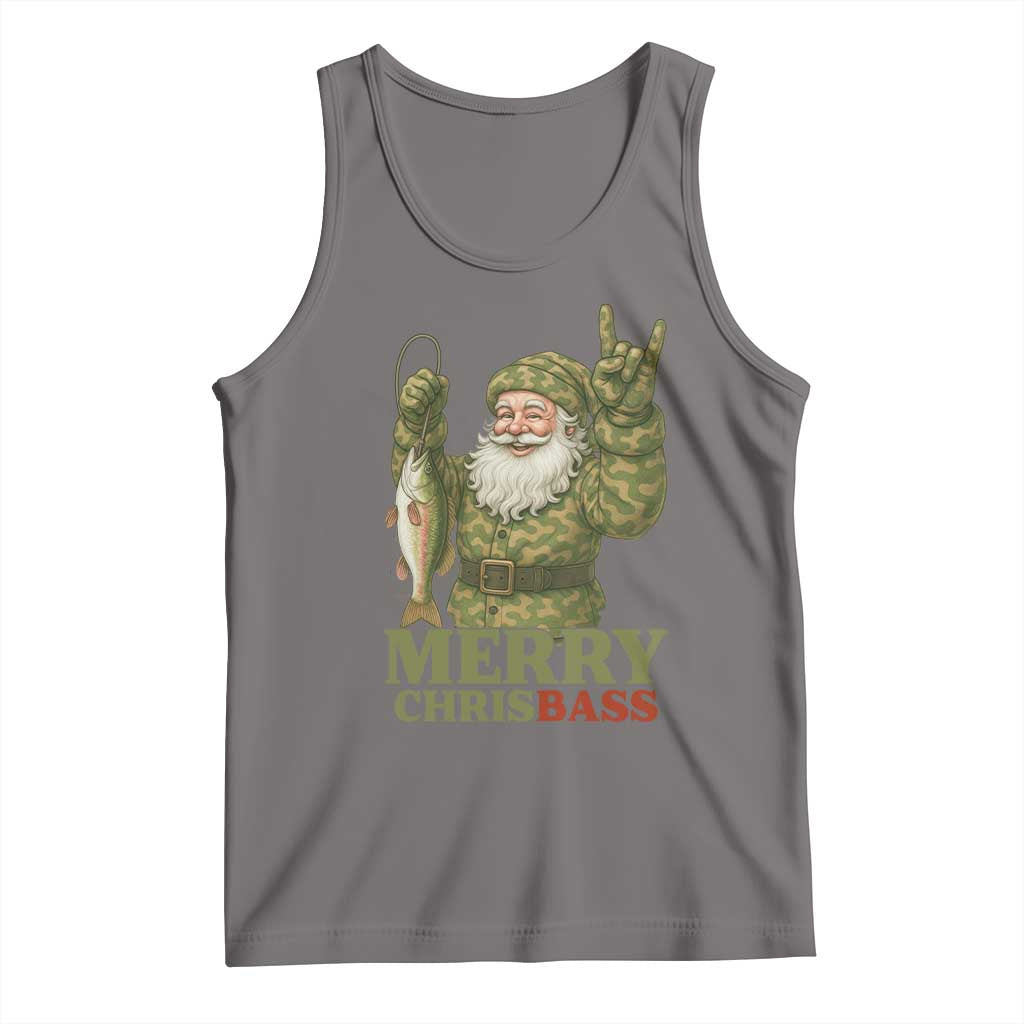 Funny Santa Camo Fishing Tank Top Merry Chrisbass - Wonder Print Shop