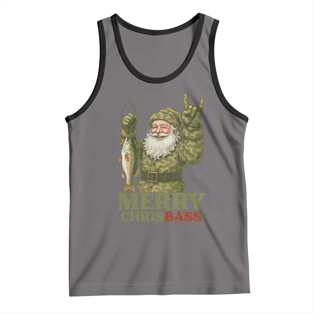 Funny Santa Camo Fishing Tank Top Merry Chrisbass - Wonder Print Shop