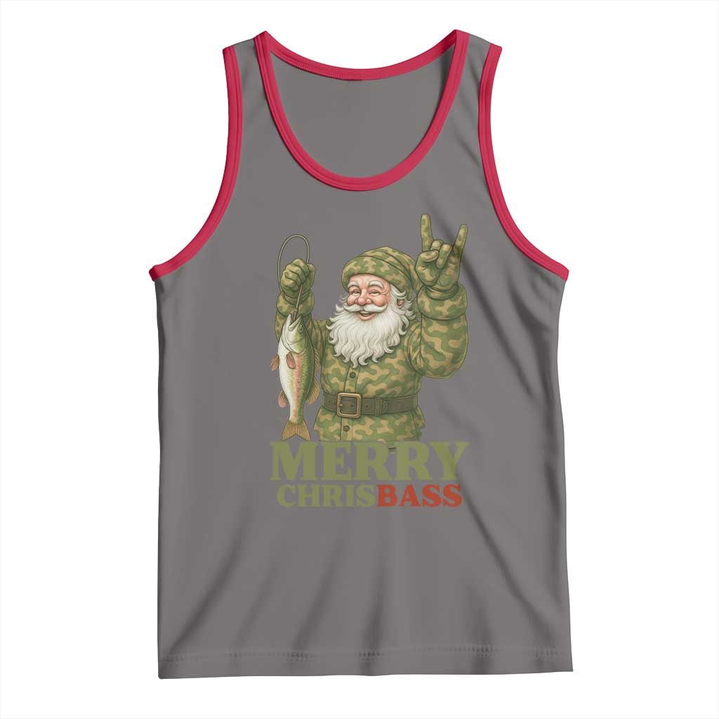Funny Santa Camo Fishing Tank Top Merry Chrisbass - Wonder Print Shop