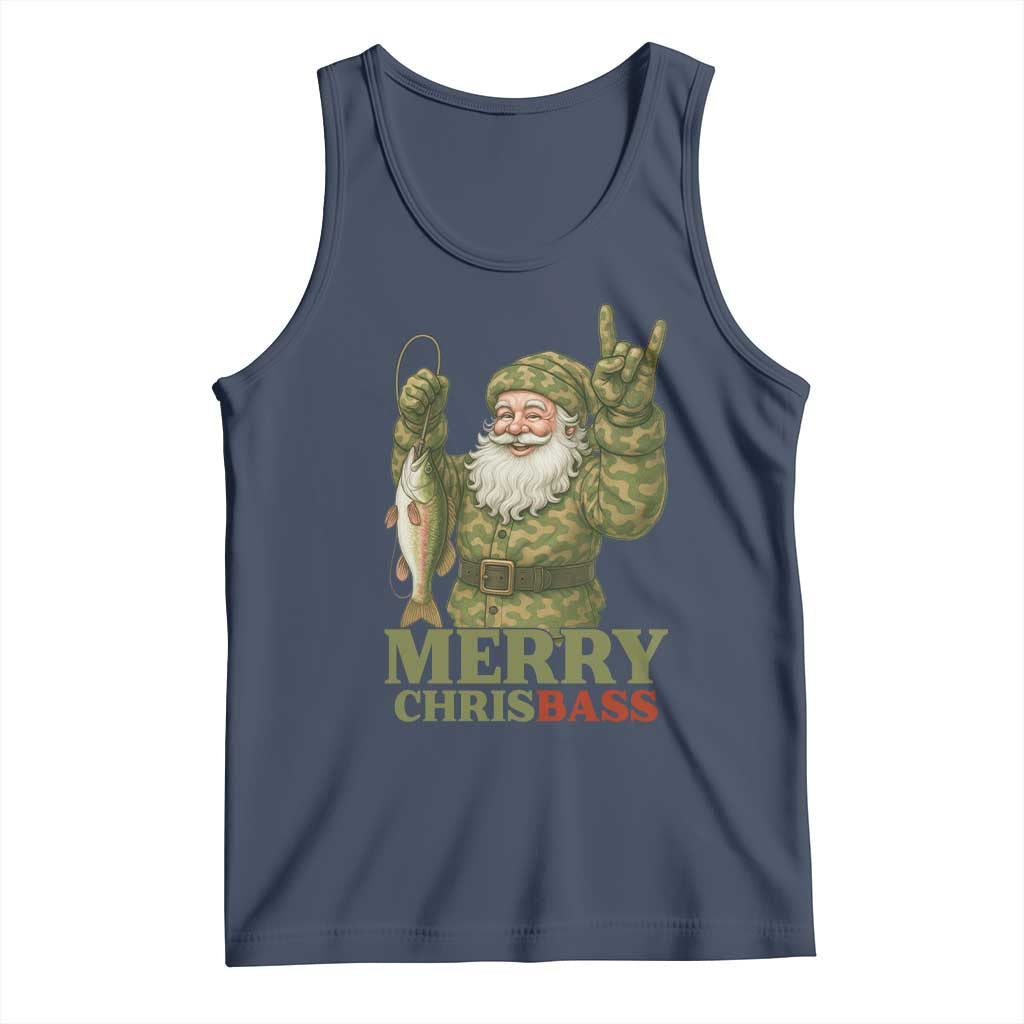 Funny Santa Camo Fishing Tank Top Merry Chrisbass - Wonder Print Shop