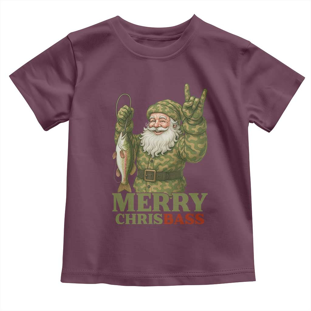 Funny Santa Camo Fishing Toddler T Shirt Merry Chrisbass - Wonder Print Shop