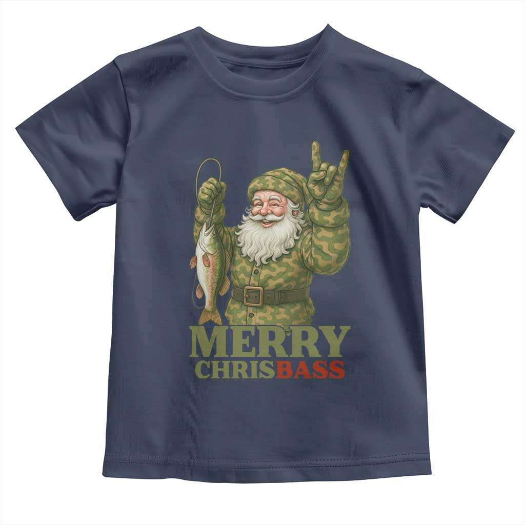 Funny Santa Camo Fishing Toddler T Shirt Merry Chrisbass - Wonder Print Shop
