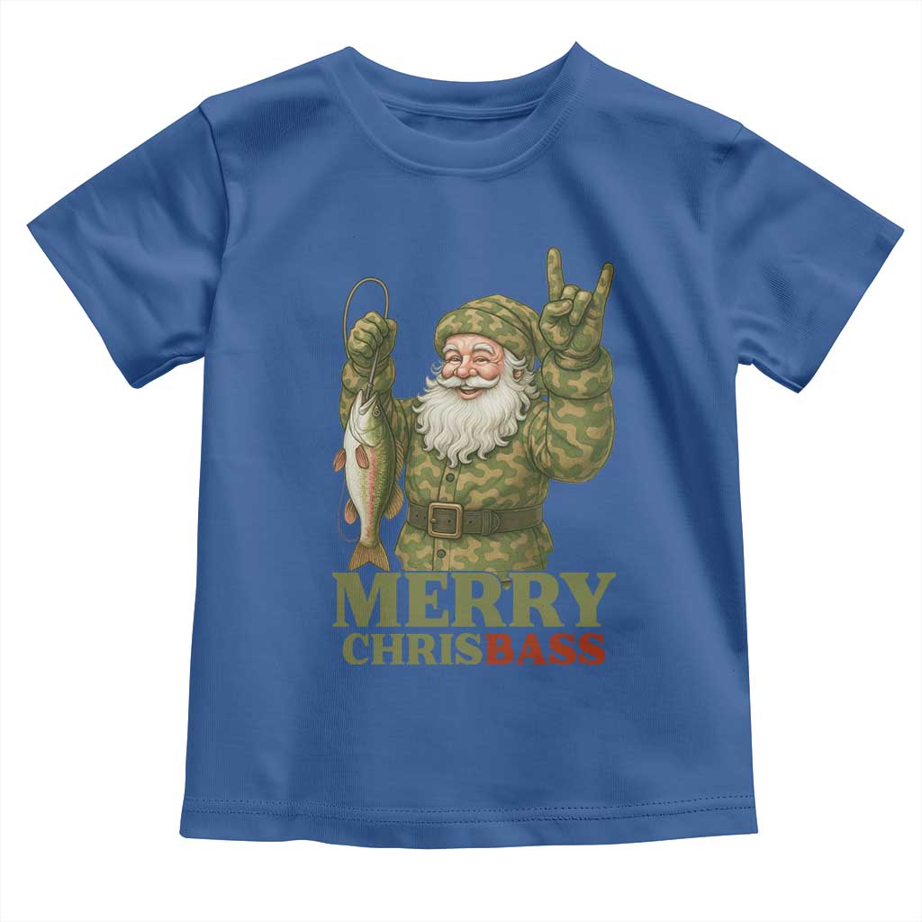 Funny Santa Camo Fishing Toddler T Shirt Merry Chrisbass - Wonder Print Shop