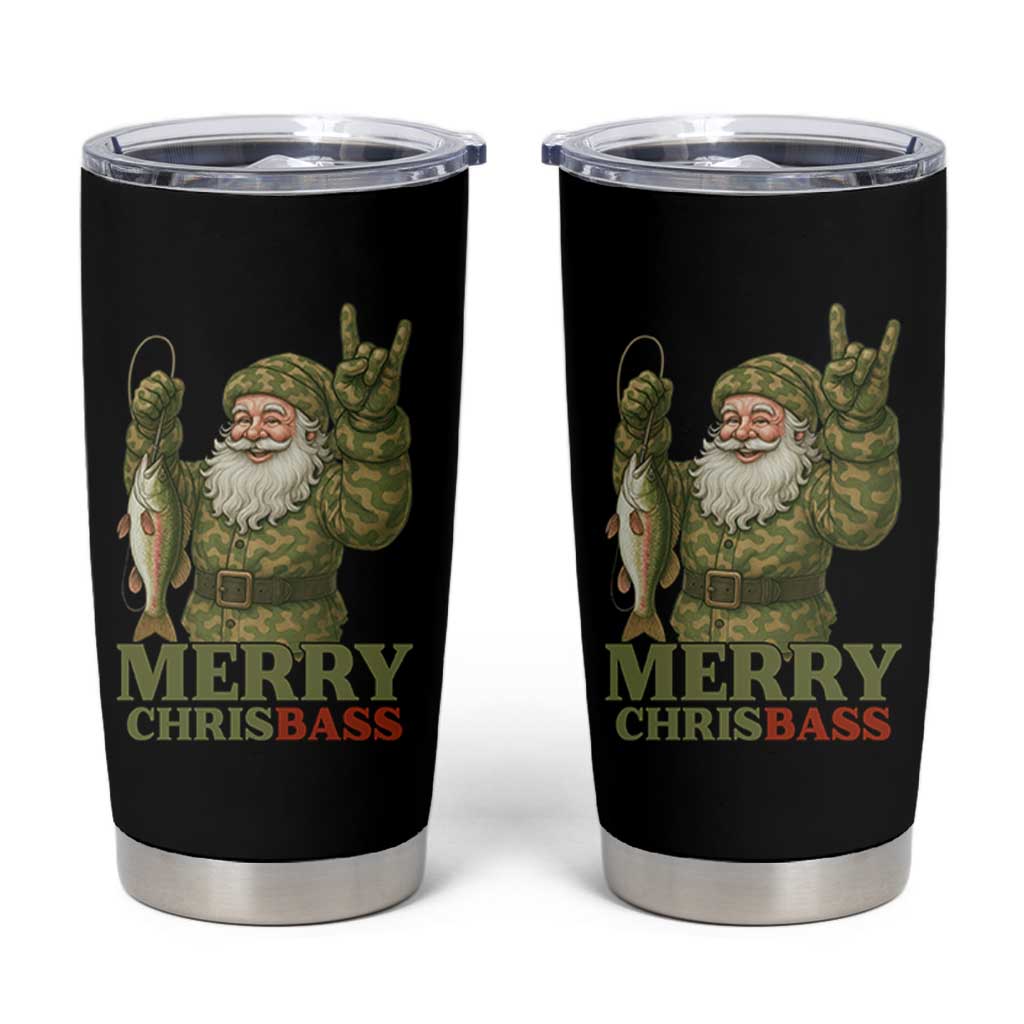 Funny Santa Camo Fishing Tumbler Cup Merry Chrisbass - Wonder Print Shop