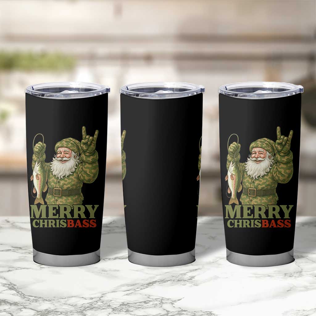 Funny Santa Camo Fishing Tumbler Cup Merry Chrisbass - Wonder Print Shop