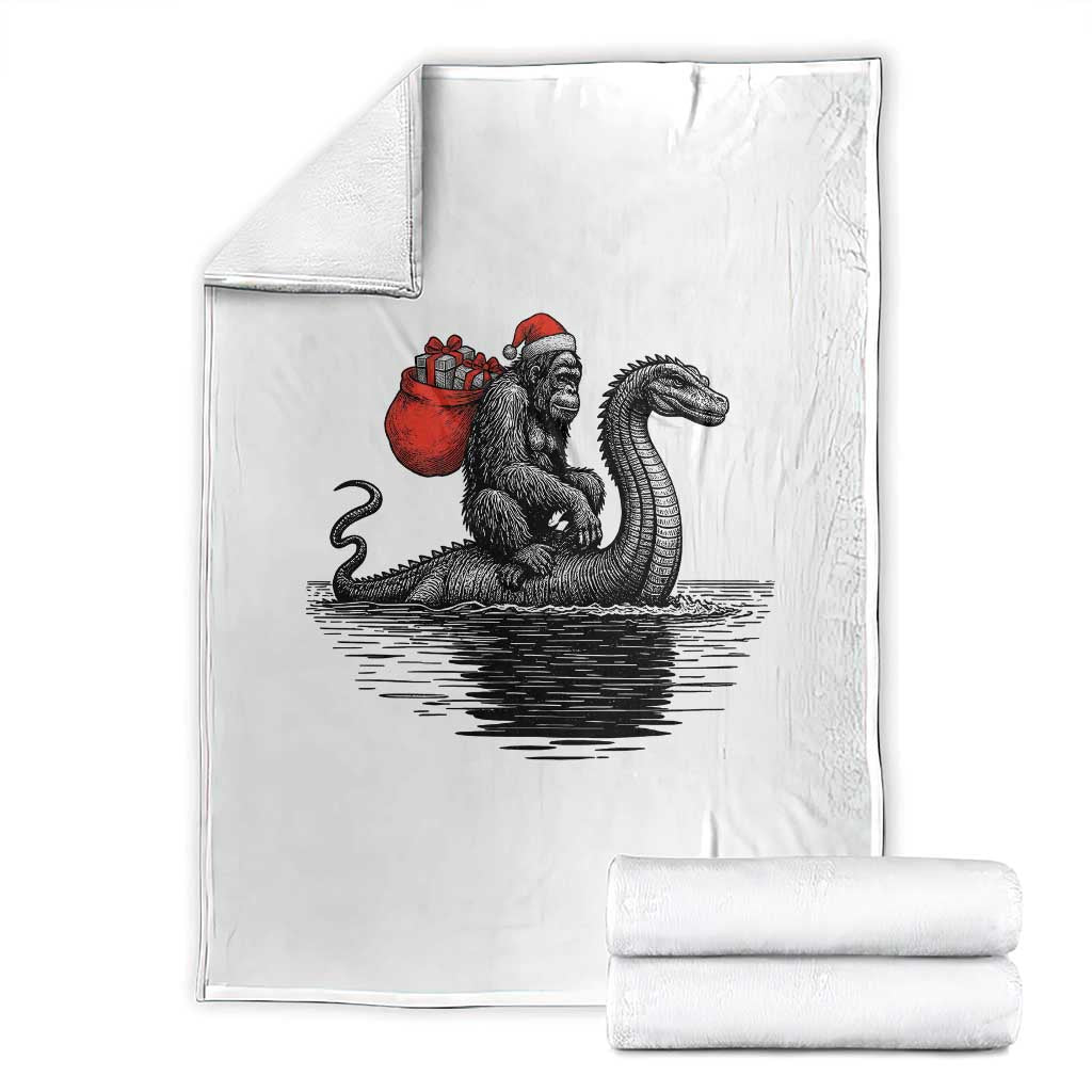Funny Bigfoot Christmas Throw Blanket Sasquatch Loch Ness Cryptid Xmas - Wonder Print Shop