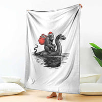Funny Bigfoot Christmas Throw Blanket Sasquatch Loch Ness Cryptid Xmas - Wonder Print Shop
