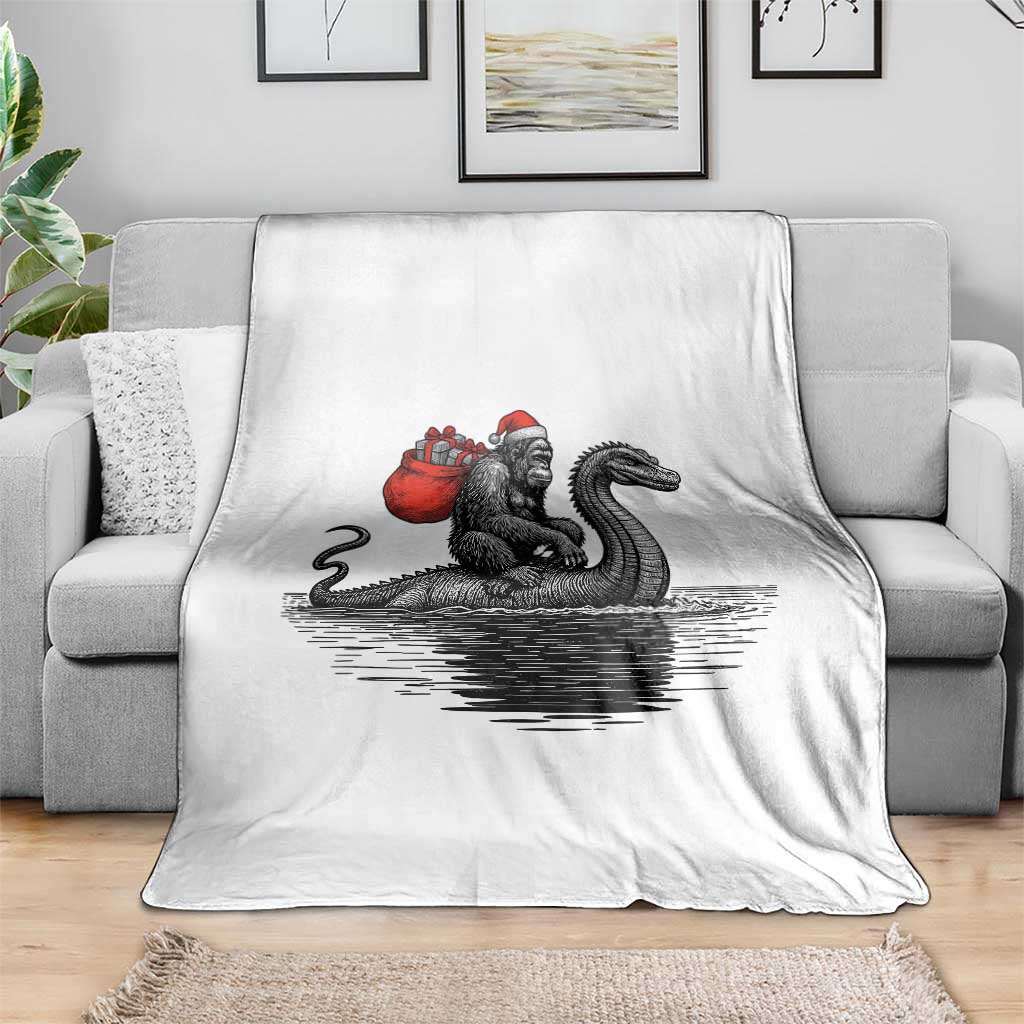 Funny Bigfoot Christmas Throw Blanket Sasquatch Loch Ness Cryptid Xmas - Wonder Print Shop