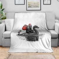 Funny Bigfoot Christmas Throw Blanket Sasquatch Loch Ness Cryptid Xmas - Wonder Print Shop