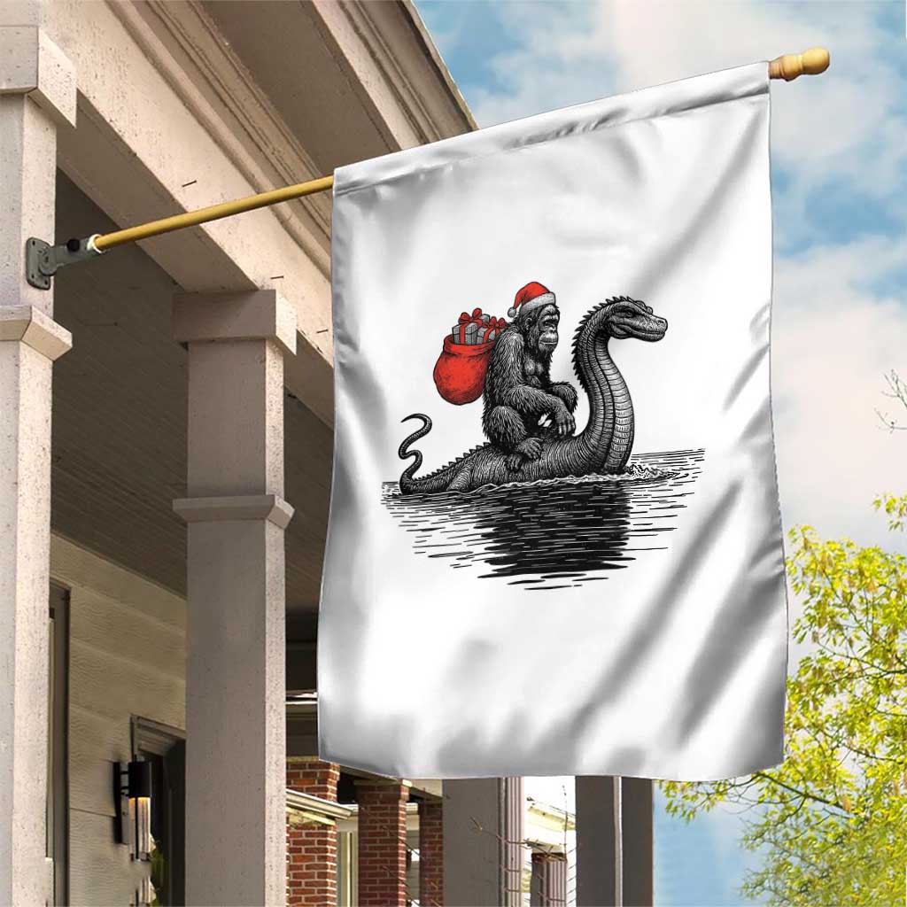 Funny Bigfoot Christmas Garden Flag Sasquatch Loch Ness Cryptid Xmas - Wonder Print Shop