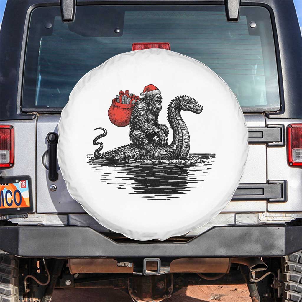 Funny Bigfoot Christmas Spare Tire Cover Sasquatch Loch Ness Cryptid Xmas - Wonder Print Shop