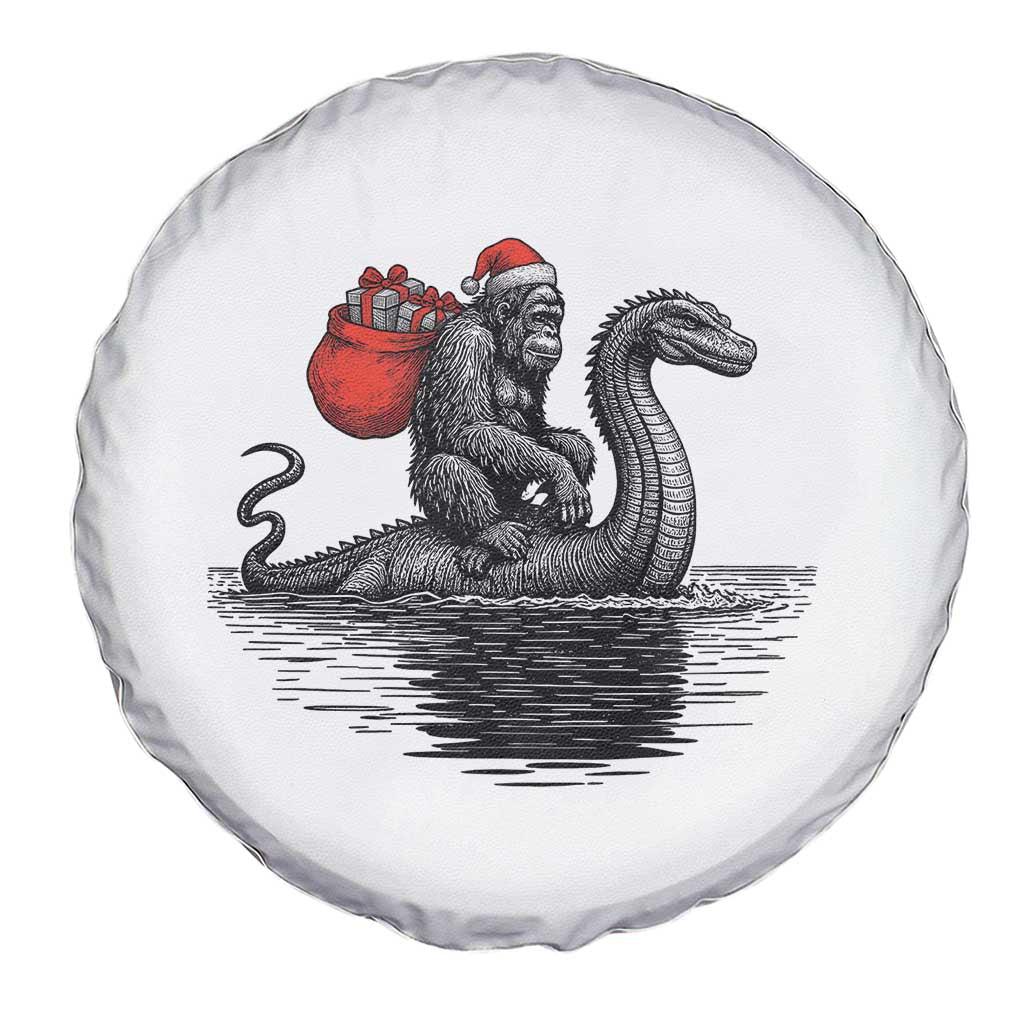 Funny Bigfoot Christmas Spare Tire Cover Sasquatch Loch Ness Cryptid Xmas - Wonder Print Shop
