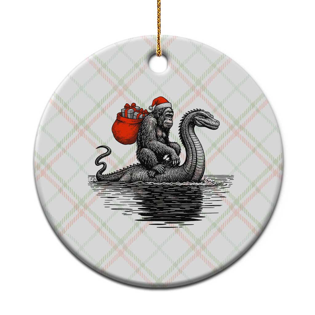 Funny Bigfoot Xmas Ceramic Ornament Sasquatch Loch Ness Cryptid Xmas - Wonder Print Shop