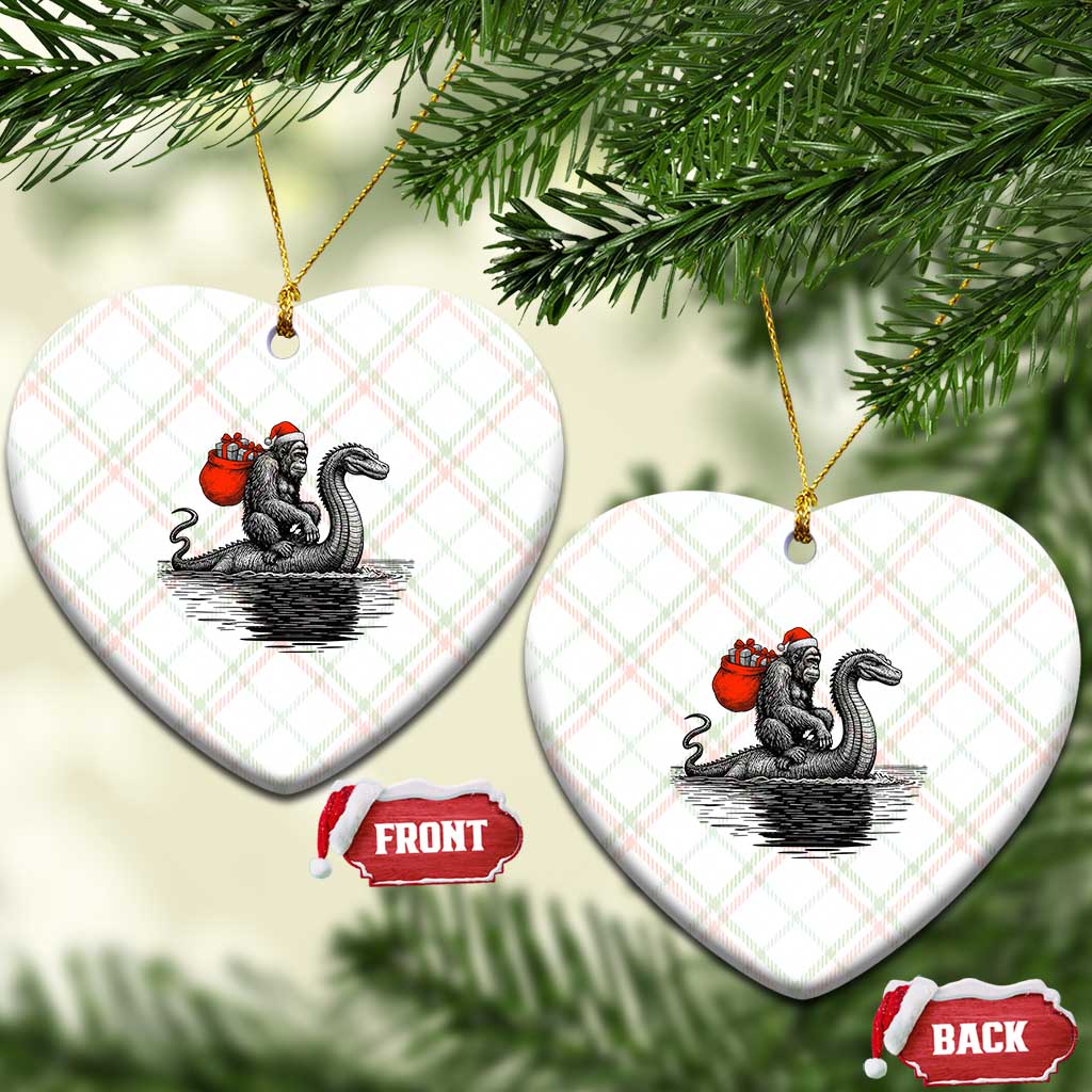 Funny Bigfoot Xmas Ceramic Ornament Sasquatch Loch Ness Cryptid Xmas - Wonder Print Shop