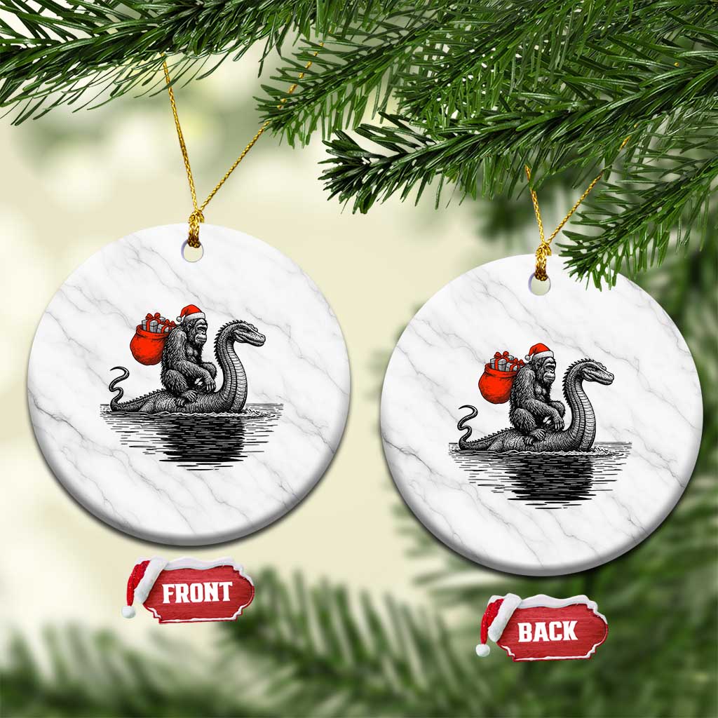 Funny Bigfoot Xmas Ceramic Ornament Sasquatch Loch Ness Cryptid Xmas - Wonder Print Shop