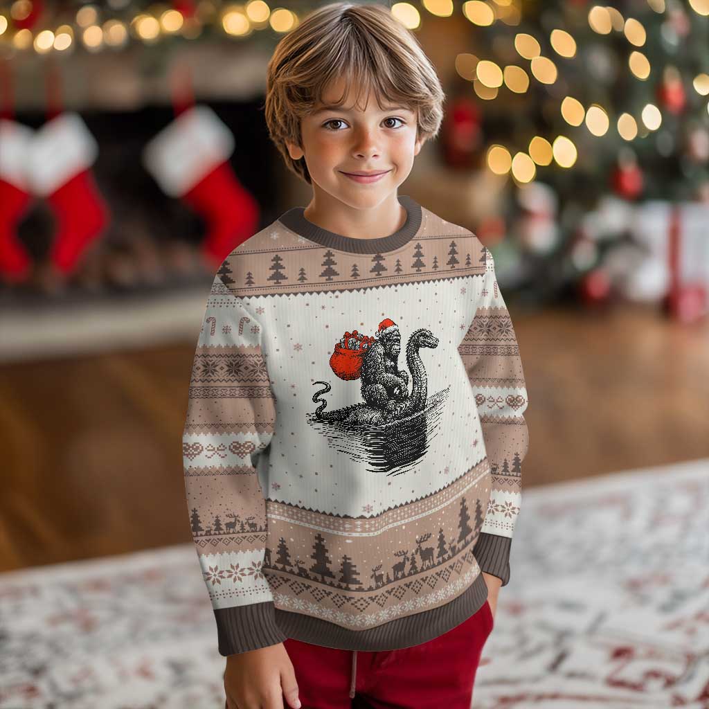 Funny Bigfoot Xmas Ugly Christmas Sweater Sasquatch Loch Ness Cryptid Xmas - Wonder Print Shop