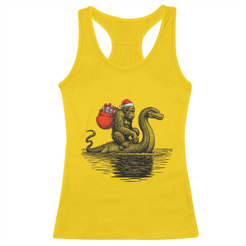 Funny Bigfoot Christmas Racerback Tank Top Sasquatch Loch Ness Cryptid Xmas - Wonder Print Shop