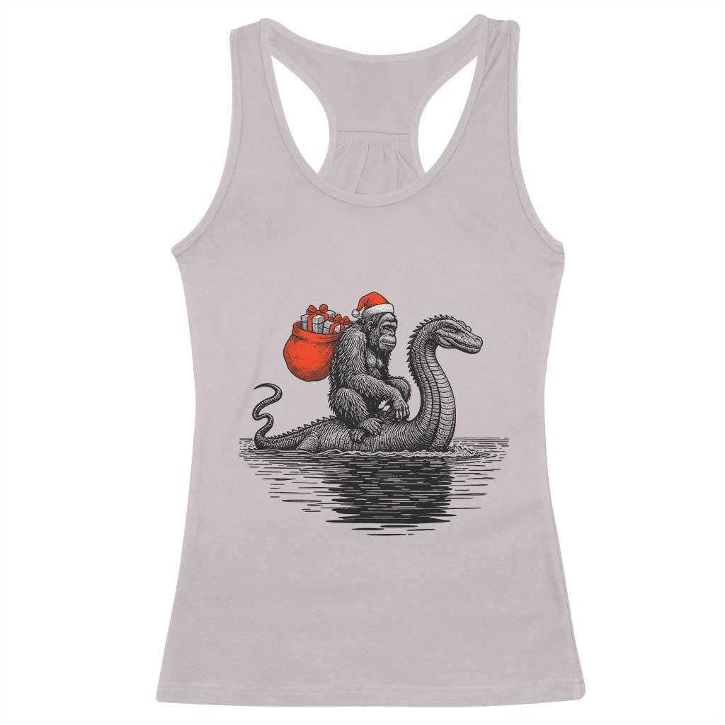 Funny Bigfoot Christmas Racerback Tank Top Sasquatch Loch Ness Cryptid Xmas - Wonder Print Shop