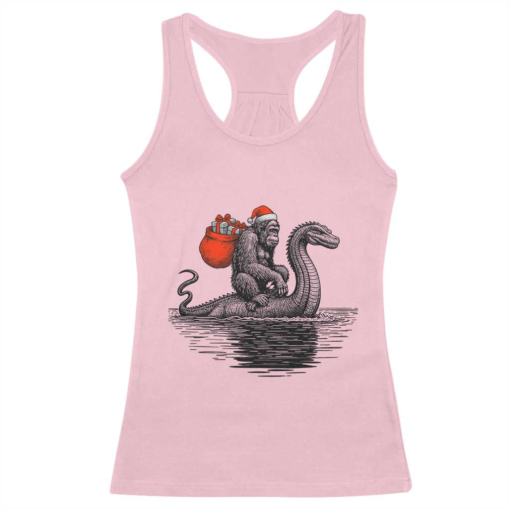 Funny Bigfoot Christmas Racerback Tank Top Sasquatch Loch Ness Cryptid Xmas - Wonder Print Shop