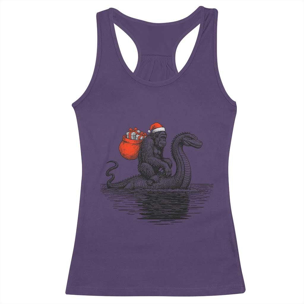 Funny Bigfoot Christmas Racerback Tank Top Sasquatch Loch Ness Cryptid Xmas - Wonder Print Shop
