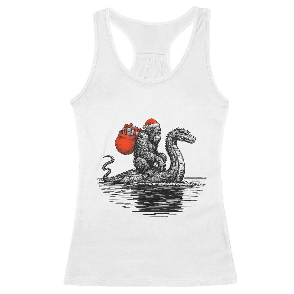 Funny Bigfoot Christmas Racerback Tank Top Sasquatch Loch Ness Cryptid Xmas - Wonder Print Shop