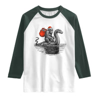 Funny Bigfoot Christmas Raglan Shirt Sasquatch Loch Ness Cryptid Xmas - Wonder Print Shop