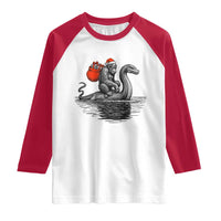 Funny Bigfoot Christmas Raglan Shirt Sasquatch Loch Ness Cryptid Xmas - Wonder Print Shop