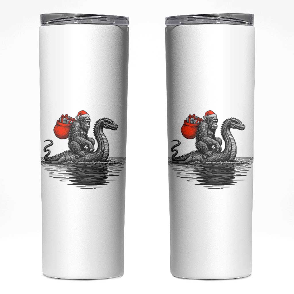 Funny Bigfoot Christmas Skinny Tumbler Sasquatch Loch Ness Cryptid Xmas - Wonder Print Shop