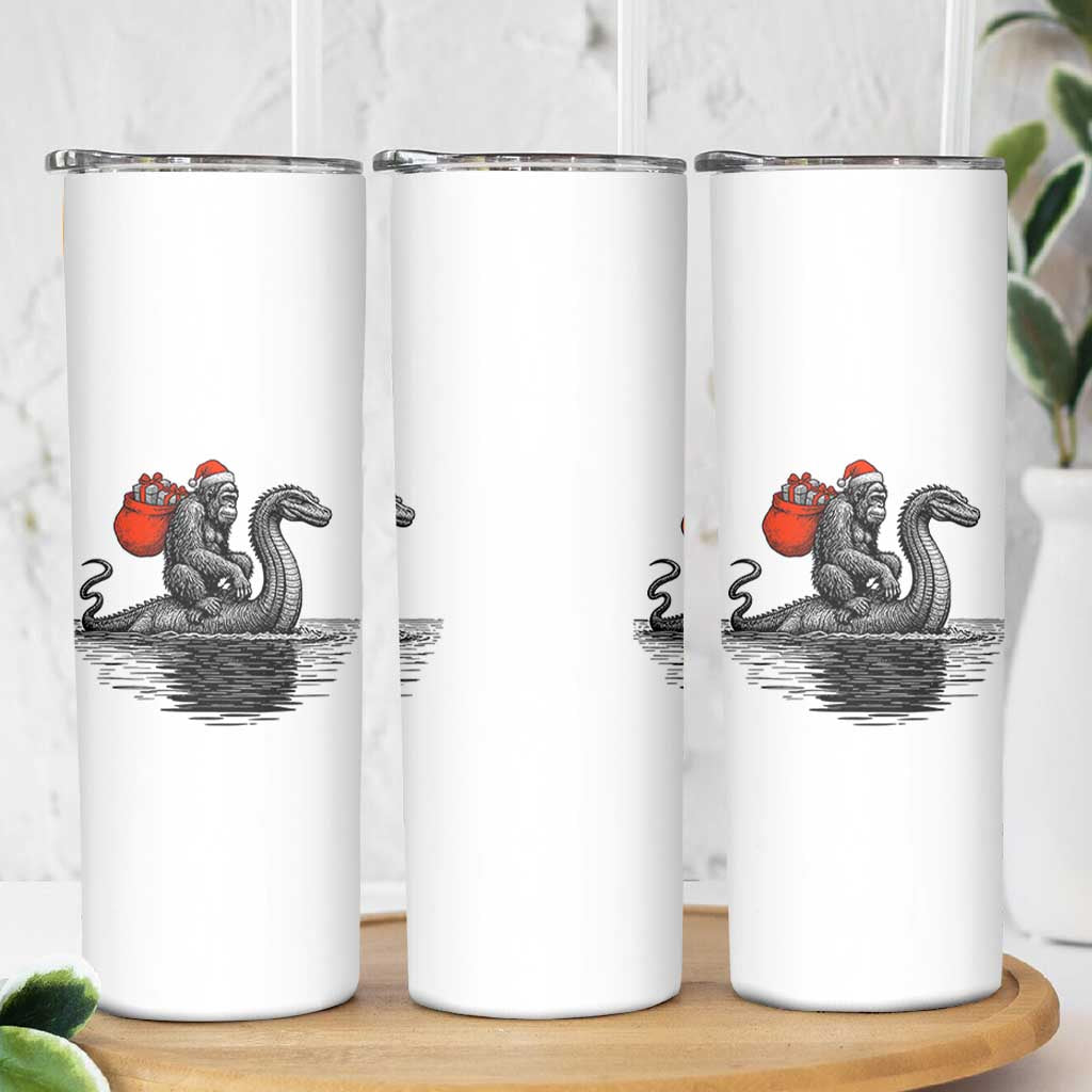 Funny Bigfoot Christmas Skinny Tumbler Sasquatch Loch Ness Cryptid Xmas - Wonder Print Shop