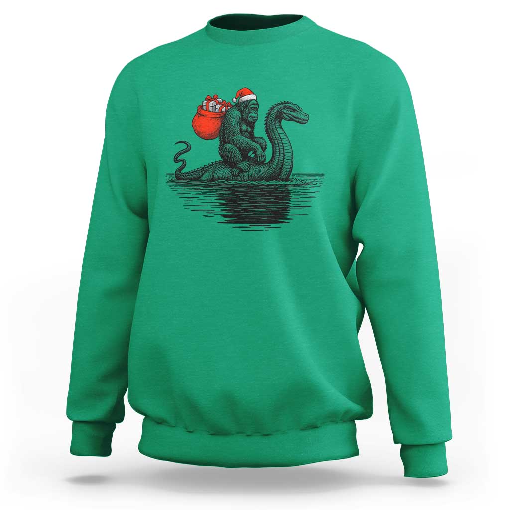 Funny Bigfoot Christmas Sweatshirt Sasquatch Loch Ness Cryptid Xmas - Wonder Print Shop