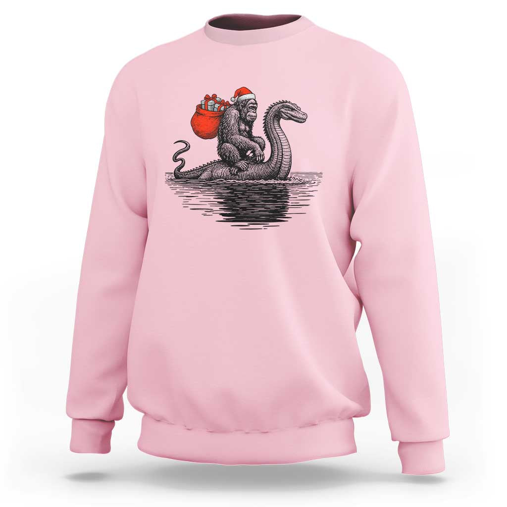Funny Bigfoot Christmas Sweatshirt Sasquatch Loch Ness Cryptid Xmas - Wonder Print Shop