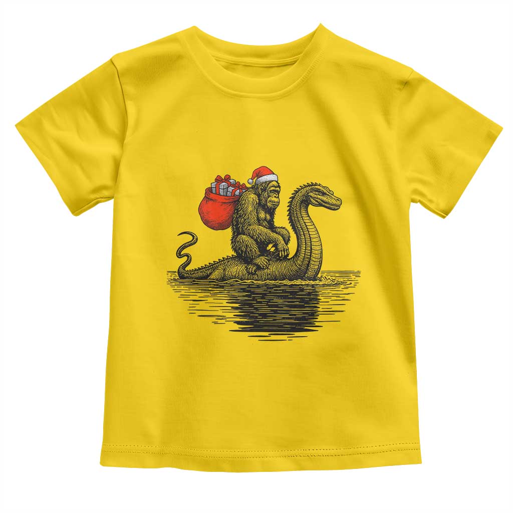 Funny Bigfoot Christmas Toddler T Shirt Sasquatch Loch Ness Cryptid Xmas - Wonder Print Shop