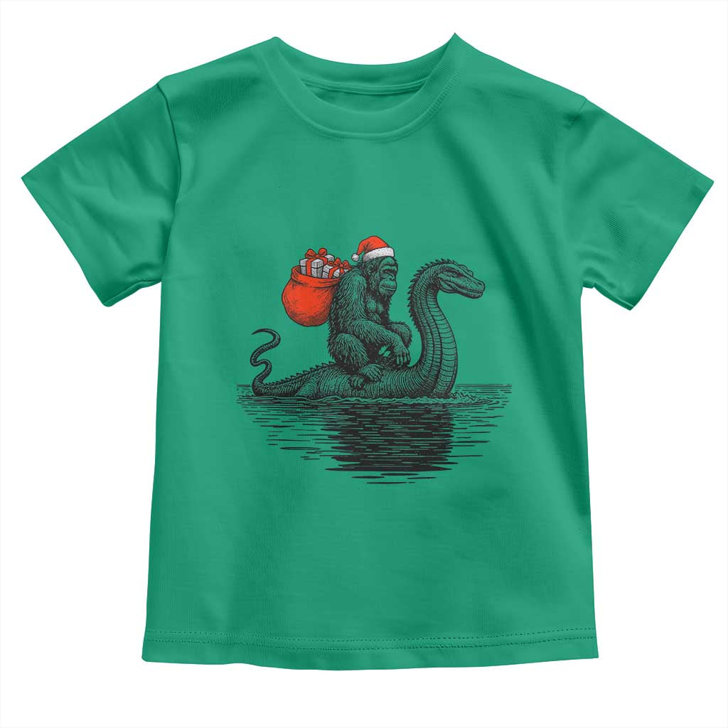 Funny Bigfoot Christmas Toddler T Shirt Sasquatch Loch Ness Cryptid Xmas - Wonder Print Shop