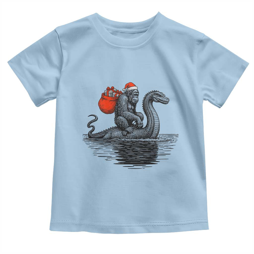 Funny Bigfoot Christmas Toddler T Shirt Sasquatch Loch Ness Cryptid Xmas - Wonder Print Shop