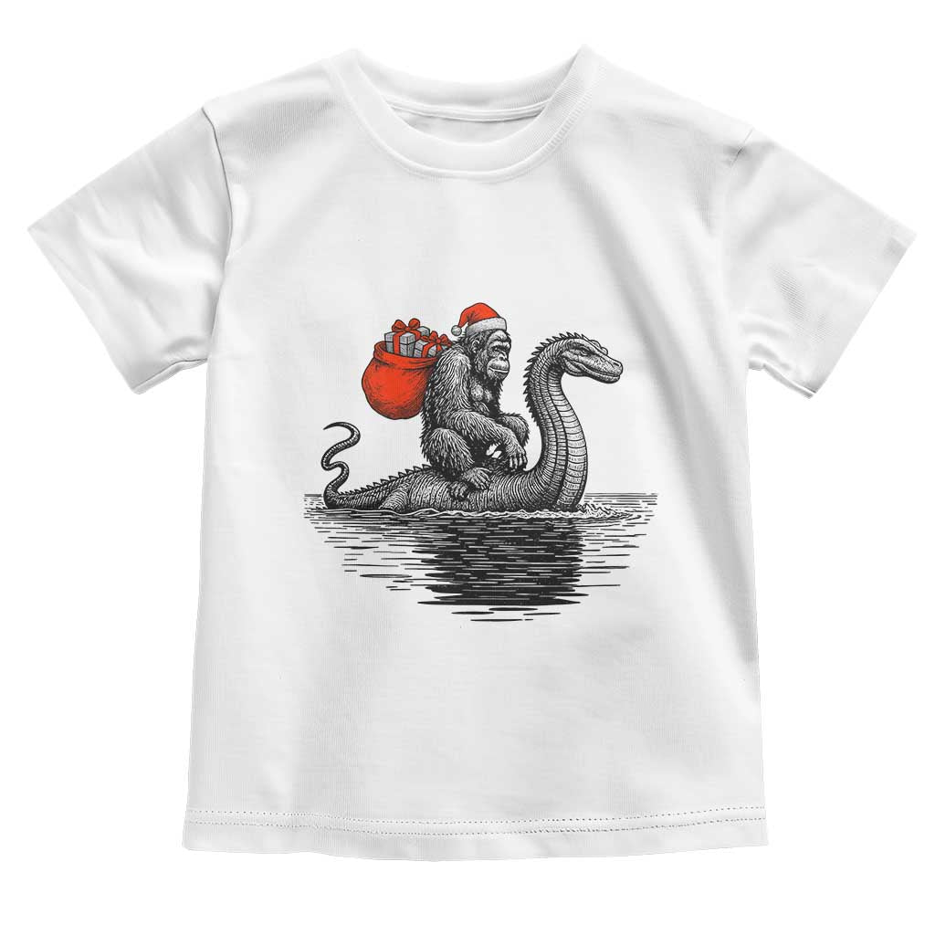 Funny Bigfoot Christmas Toddler T Shirt Sasquatch Loch Ness Cryptid Xmas - Wonder Print Shop