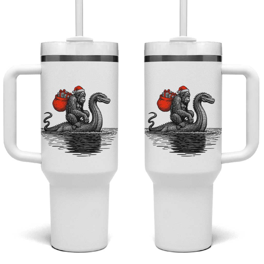 Funny Bigfoot Christmas Tumbler With Handle Sasquatch Loch Ness Cryptid Xmas - Wonder Print Shop