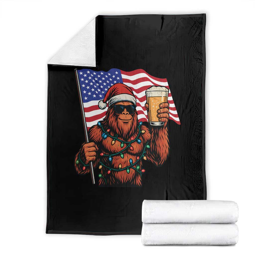 Bigfoot Beer Christmas Throw Blanket Sasquatch American Flag Patriotic - Wonder Print Shop