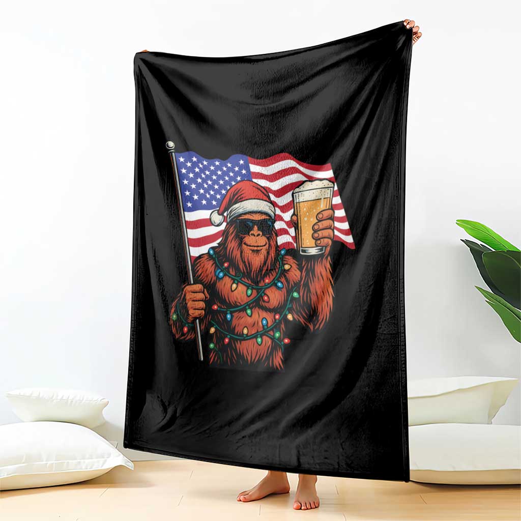 Bigfoot Beer Christmas Throw Blanket Sasquatch American Flag Patriotic - Wonder Print Shop