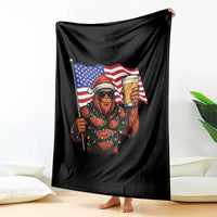 Bigfoot Beer Christmas Throw Blanket Sasquatch American Flag Patriotic - Wonder Print Shop