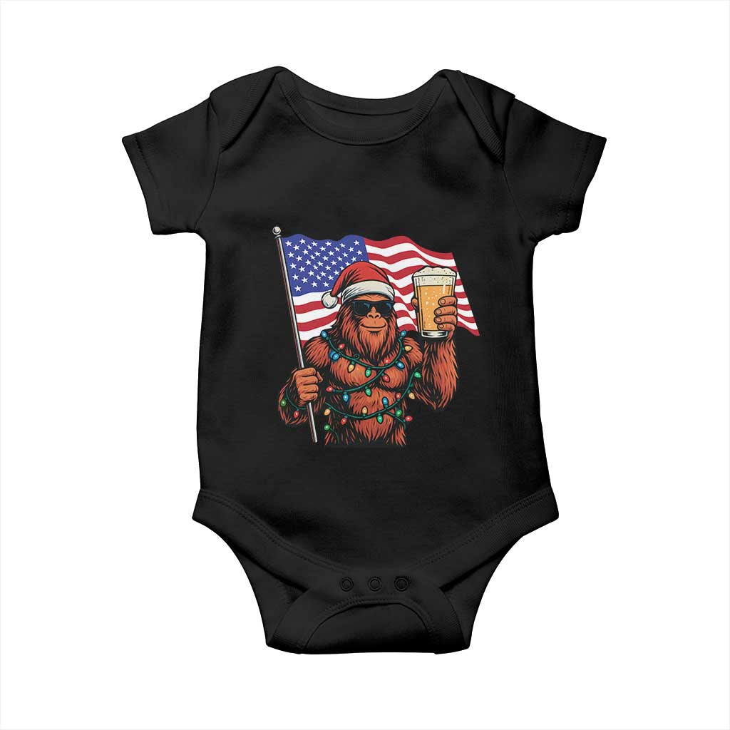 Bigfoot Beer Christmas Baby Onesie Sasquatch American Flag Patriotic - Wonder Print Shop