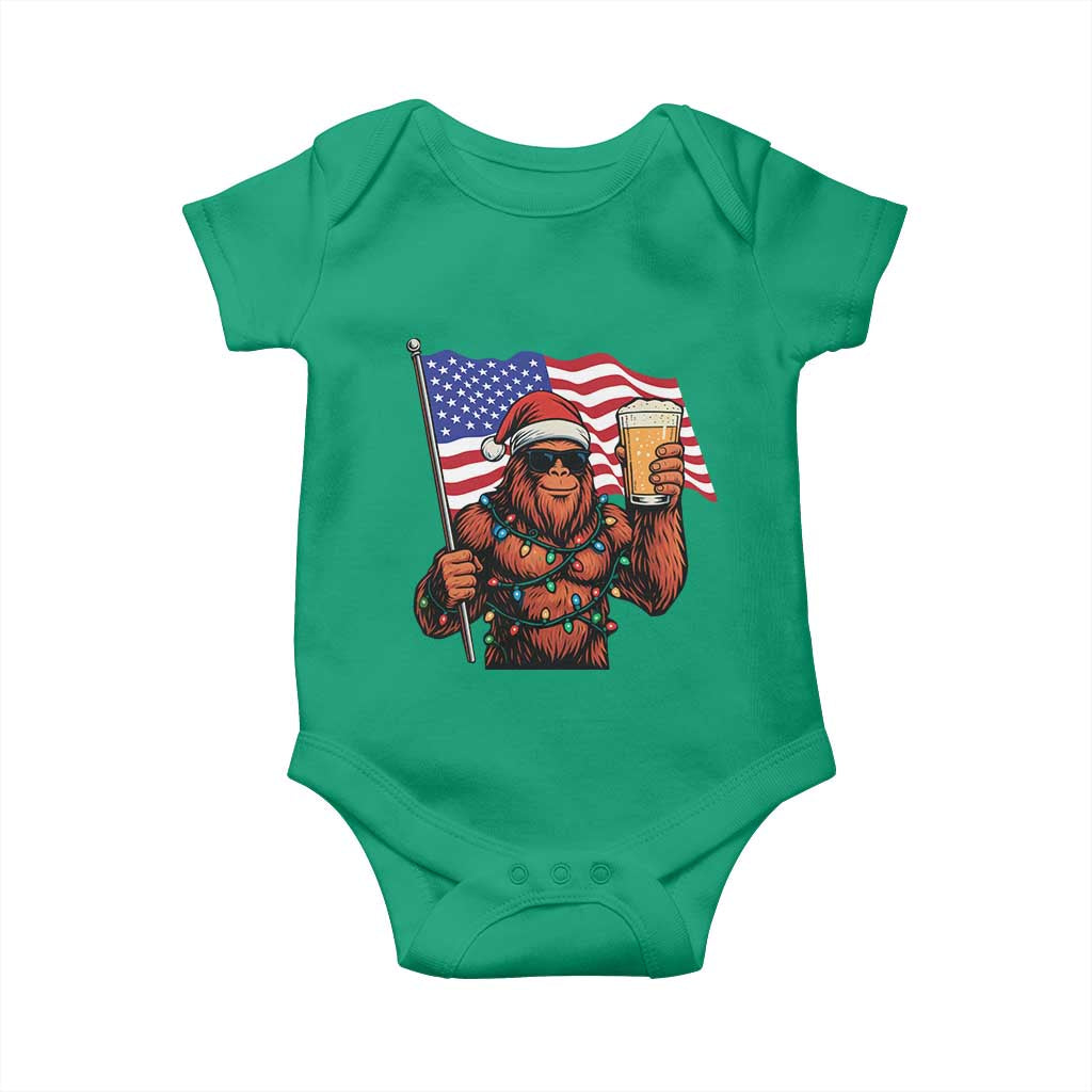 Bigfoot Beer Christmas Baby Onesie Sasquatch American Flag Patriotic - Wonder Print Shop
