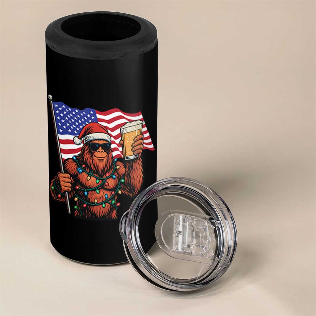 Bigfoot Beer Christmas 4 in 1 Can Cooler Tumbler Sasquatch American Flag Patriotic - Wonder Print Shop