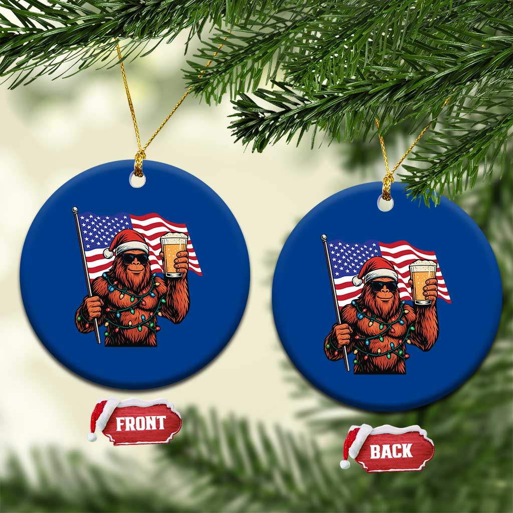Bigfoot Beer Xmas Ceramic Ornament Sasquatch American Flag Patriotic - Wonder Print Shop