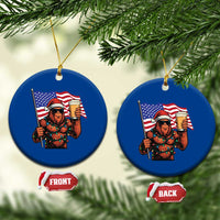 Bigfoot Beer Xmas Ceramic Ornament Sasquatch American Flag Patriotic - Wonder Print Shop