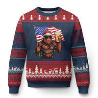 Bigfoot Beer Xmas Ugly Christmas Sweater Sasquatch American Flag Patriotic - Wonder Print Shop