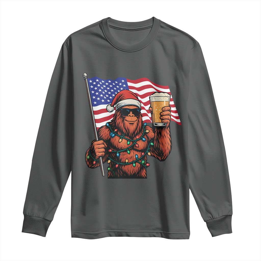 Bigfoot Beer Christmas Long Sleeve Shirt Sasquatch American Flag Patriotic - Wonder Print Shop