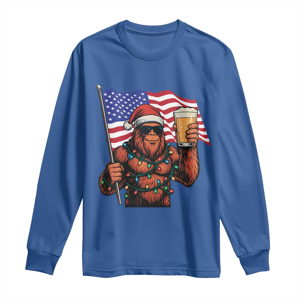 Bigfoot Beer Christmas Long Sleeve Shirt Sasquatch American Flag Patriotic - Wonder Print Shop