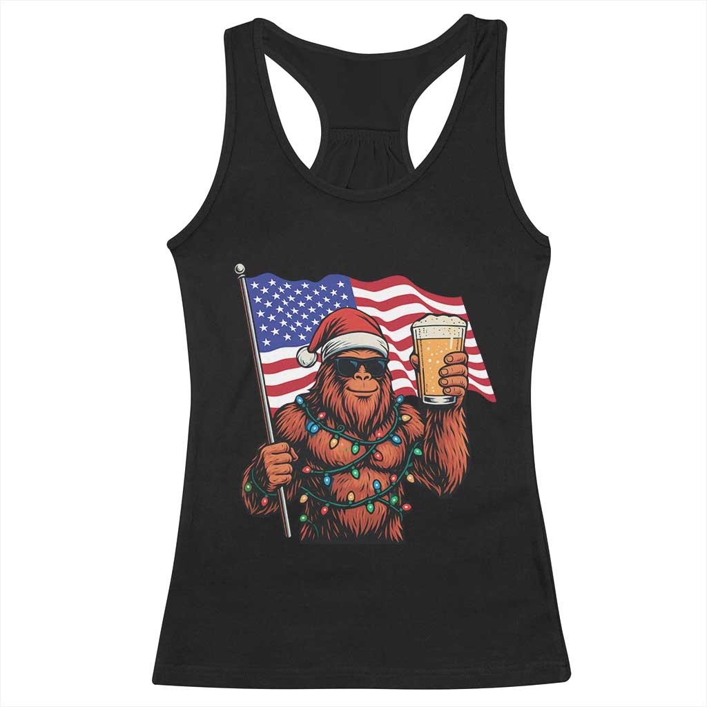 Bigfoot Beer Christmas Racerback Tank Top Sasquatch American Flag Patriotic - Wonder Print Shop