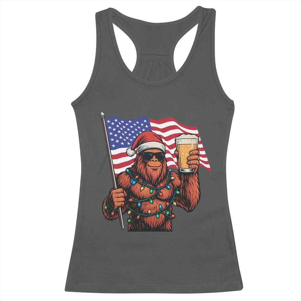 Bigfoot Beer Christmas Racerback Tank Top Sasquatch American Flag Patriotic - Wonder Print Shop