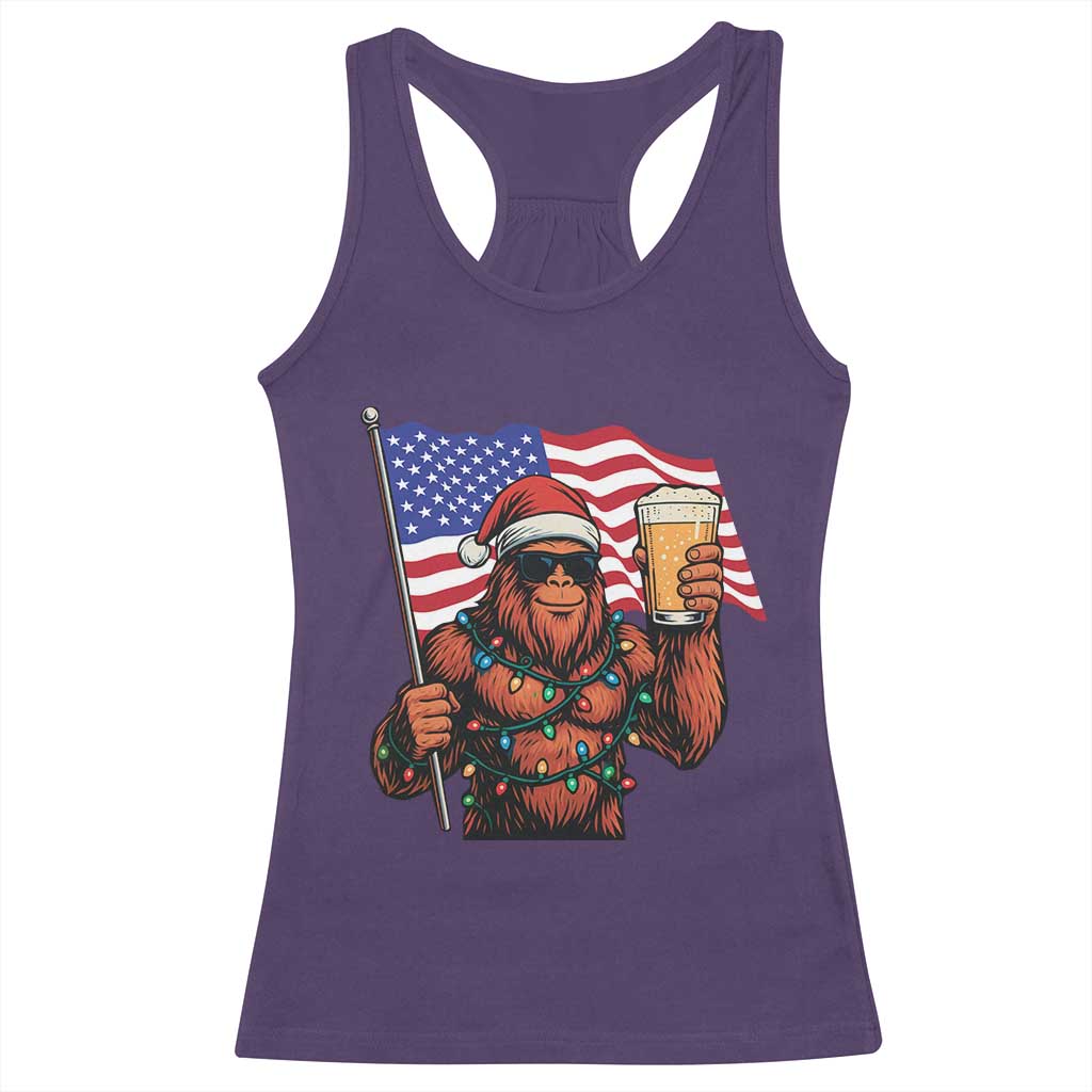Bigfoot Beer Christmas Racerback Tank Top Sasquatch American Flag Patriotic - Wonder Print Shop